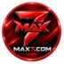 MAX7 GAME red and black 3D gaming logo on a white background